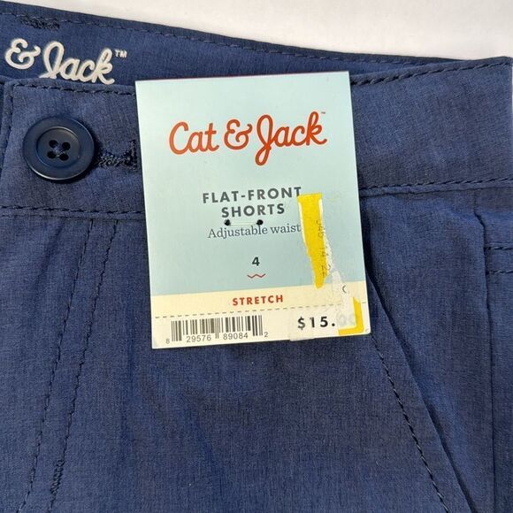 Cat & Jack Boys Navy Blue Flat-Front Shorts Size 4 - Picture 4 of 4